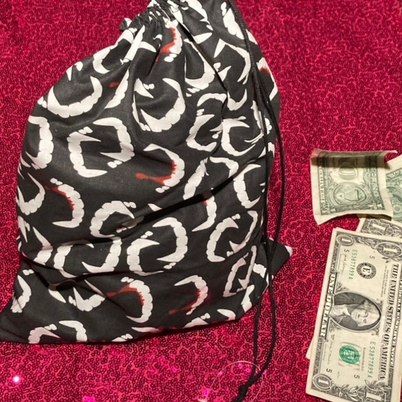 Vampire Fangs Bite Death Kiss Stripper Money Bag Dancewear Club Rave goth emo - Picture 10 of 14